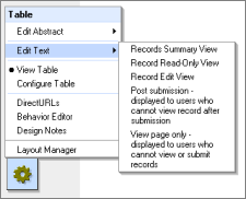 codeless app development table texts